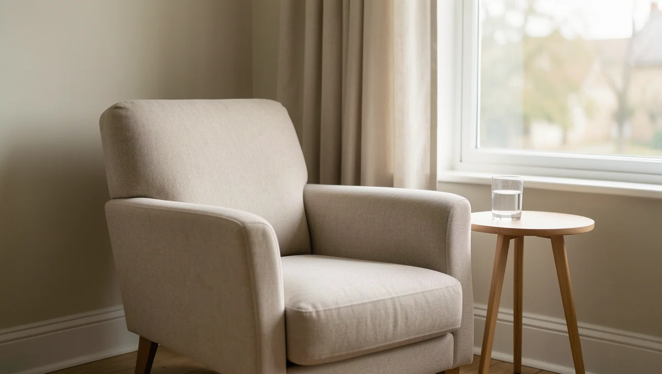 Fauteuil confortable près d'une fenêtre dans une pièce calme