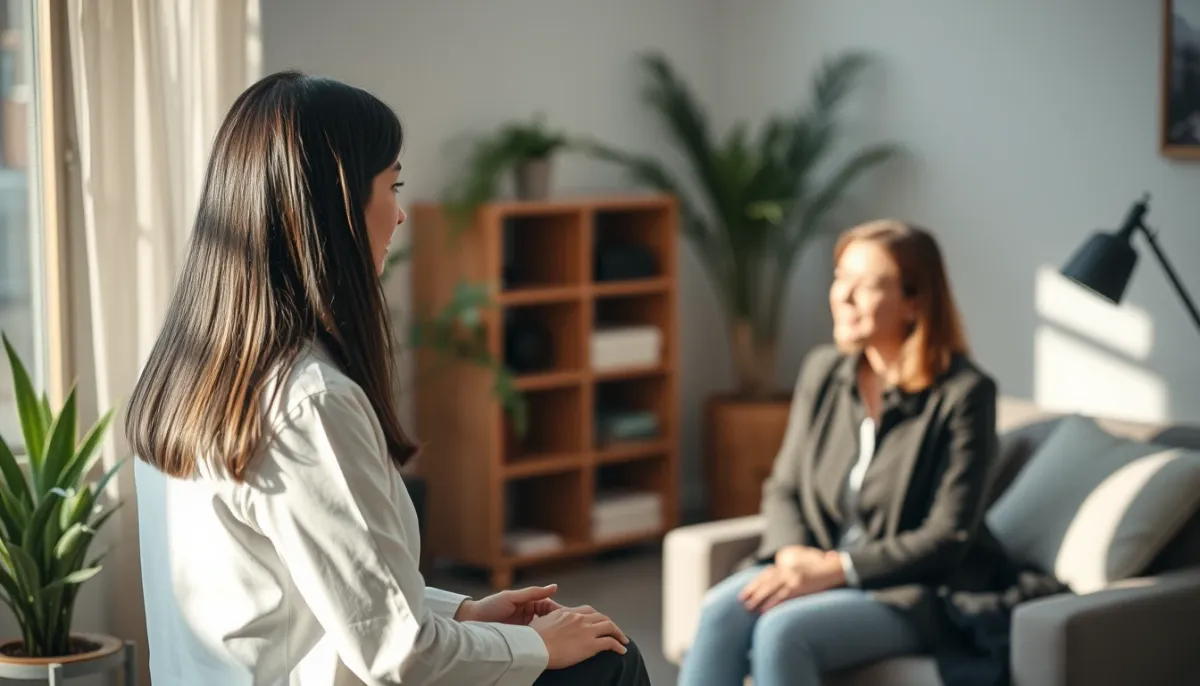 Séance de psychothérapie dans un cabinet lumineux, illustrant les approches thérapeutiques validées