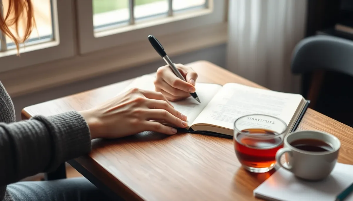 Personne tenant un journal de gratitude, outil de la psychiatrie positive